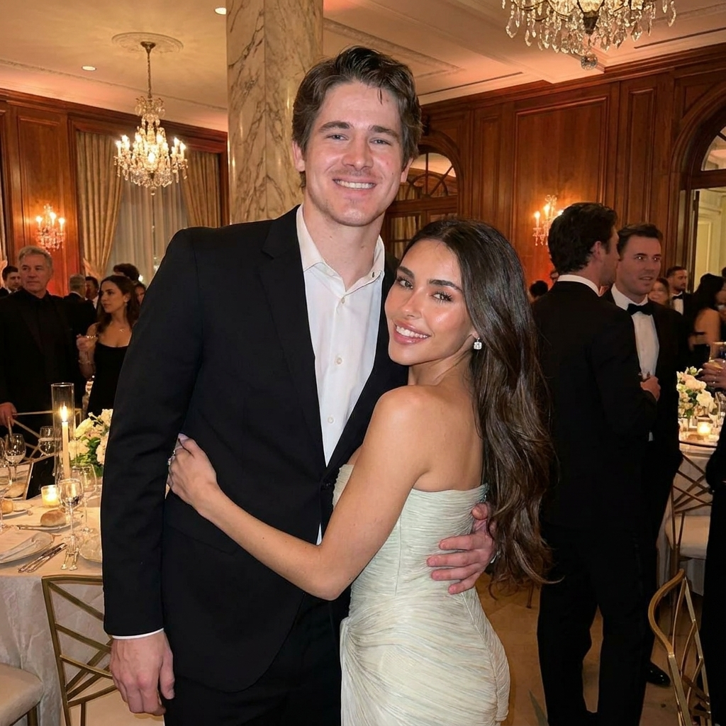 Singer Madison Beer and NFL quarterback Justin Herbert at an industry event.