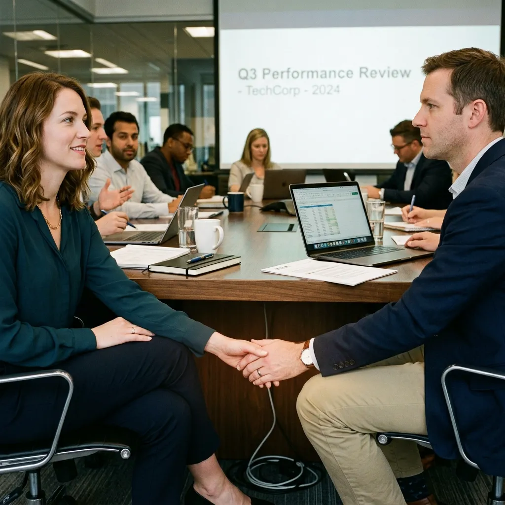 A couple holding hands secretly under an office conference table, highlighting a hidden office romance turned successful relationship
