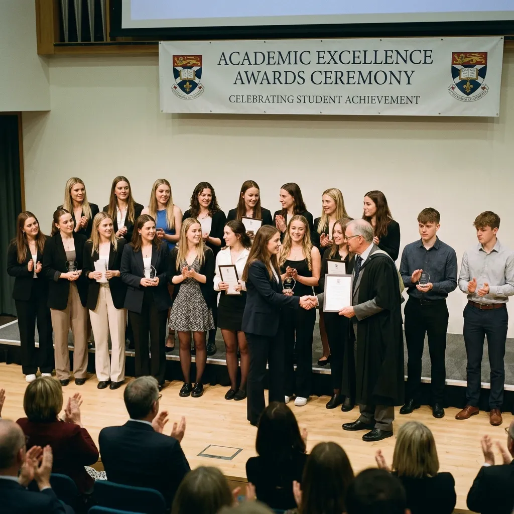 Female students dominate an academic award ceremony, reflecting the widening academic gap and concerning trends affecting young boys in education.