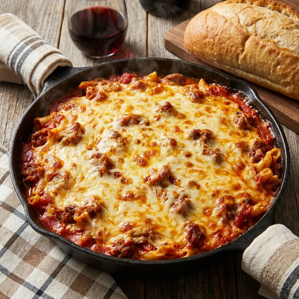 Cheesy high-protein vegetarian pasta bake made with cottage cheese