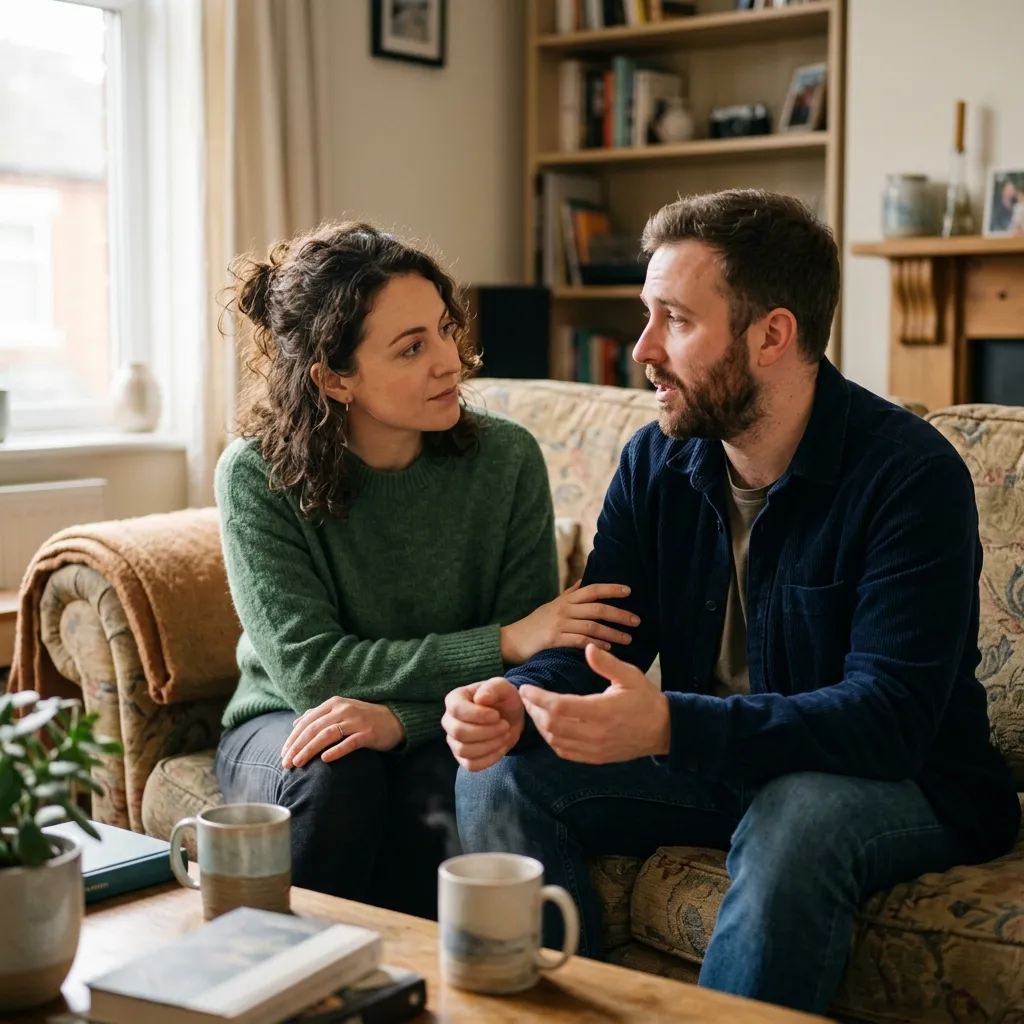 A person practicing active listening and showing empathy toward their friend to build deeper connections.]