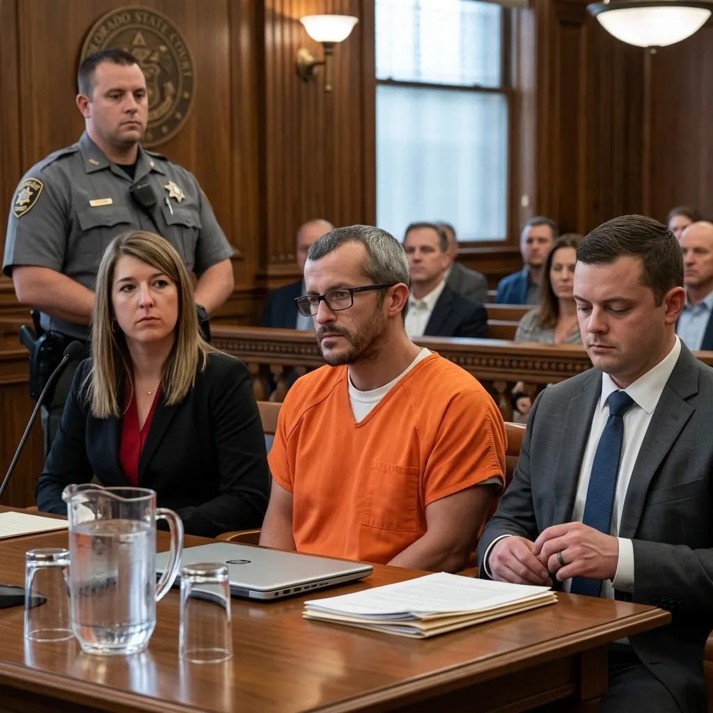 Close-up of convicted killer Chris Watts during his trial proceedings, illustrating the subject of recent Chris Watts secret mistress revelations