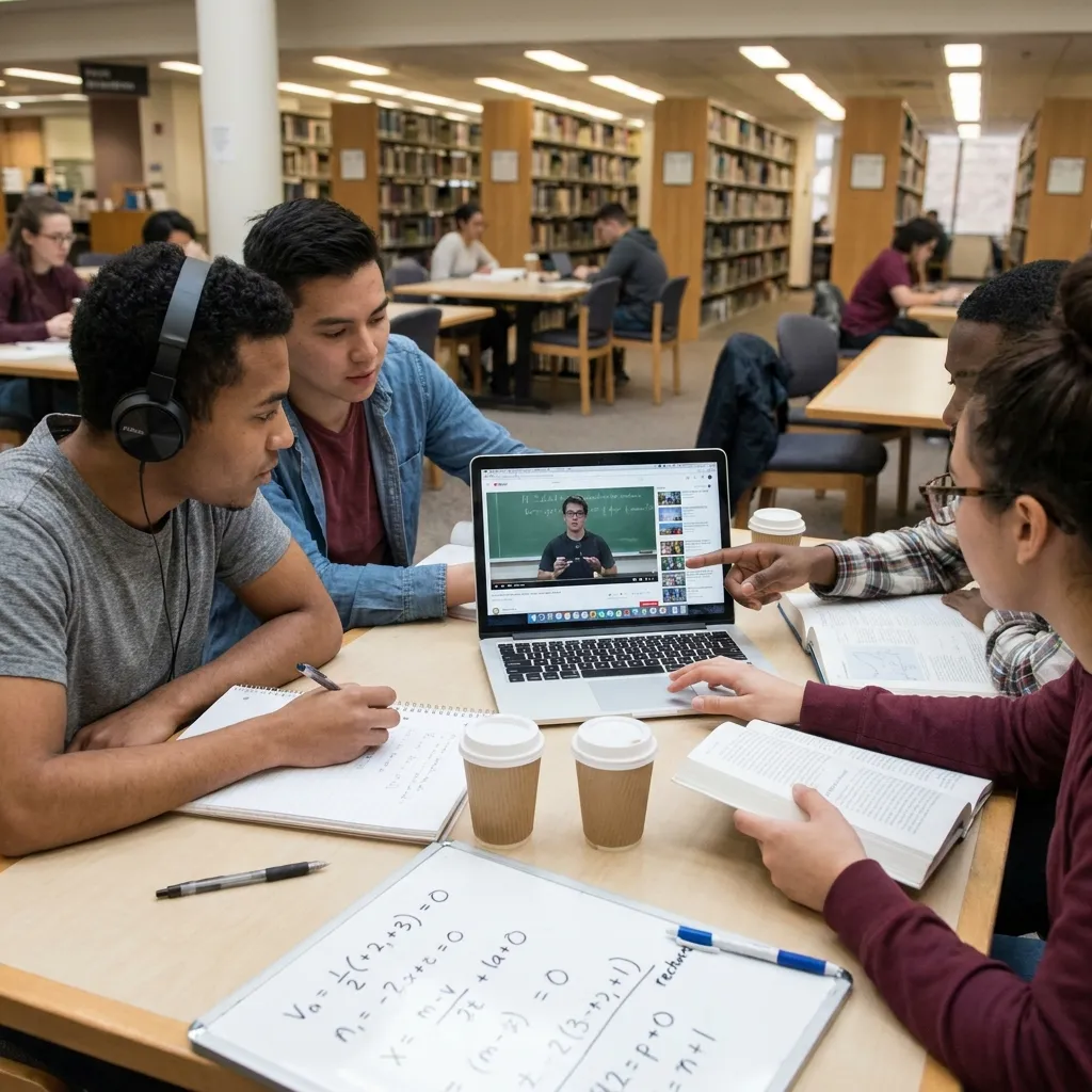 College students utilizing recorded lectures in higher education for exam review and study sessions.