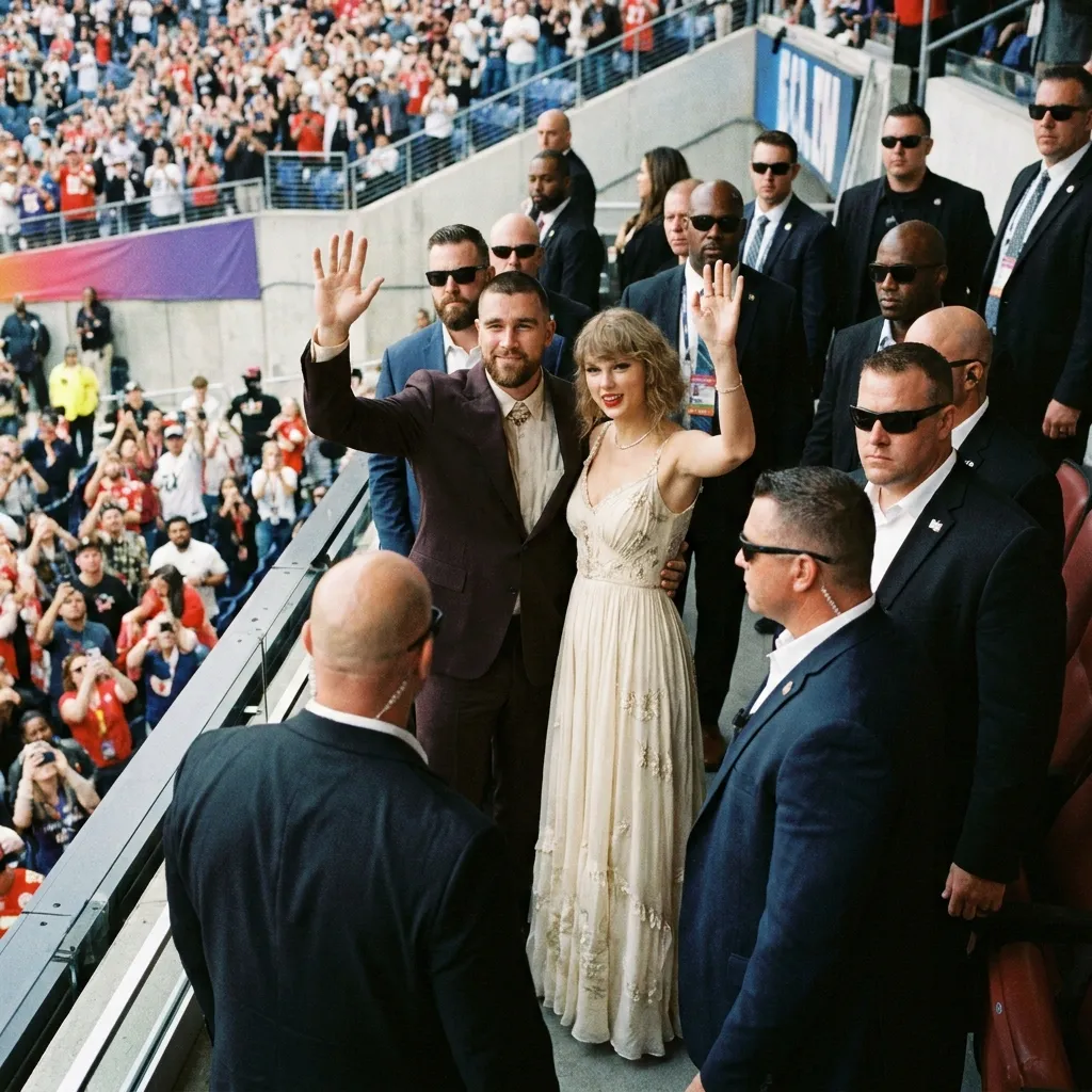 Taylor Swift and Travis Kelce heavily guarded by security personnel during their NYC wedding weekend.
