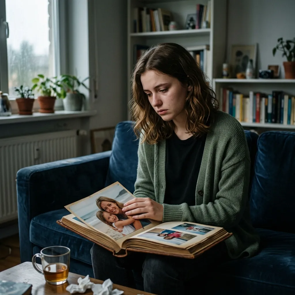 A young woman mourning the past relationship with her mother who became a far-right extremist.