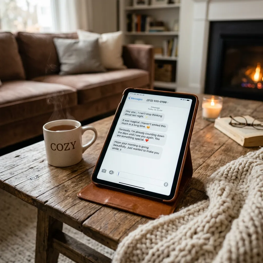 A synced family tablet revealing hidden text messages from a cheating spouse.