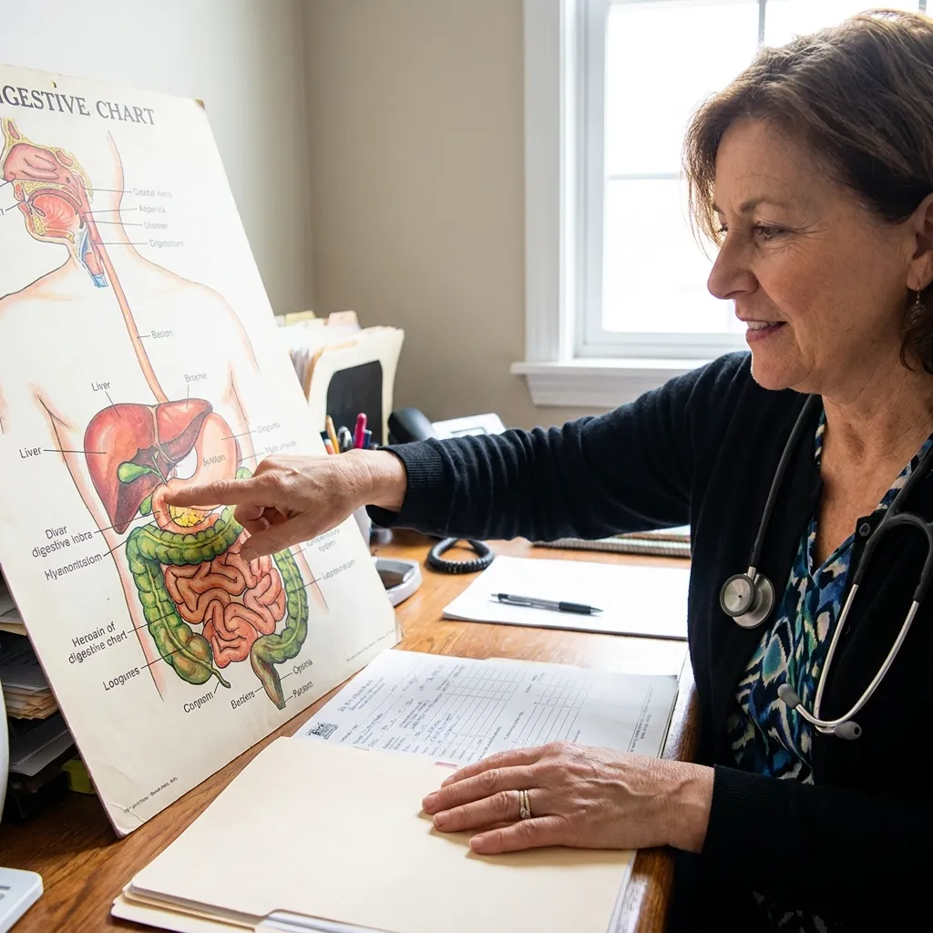 Gastroenterologist explaining the potential digestive risks of the carnivore diet for colon health