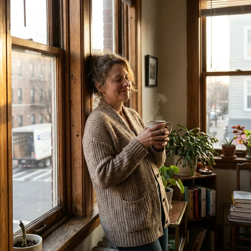 A peaceful person experiencing the relief of leaving a toxic relationship and avoiding what ages you the most in life.]