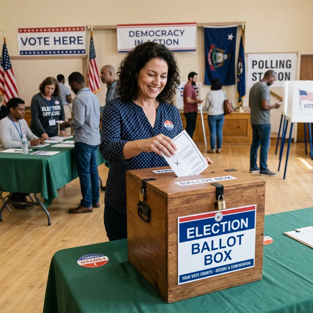 Voter casting a ballot into a secure election box illustrating streamlined democratic participation