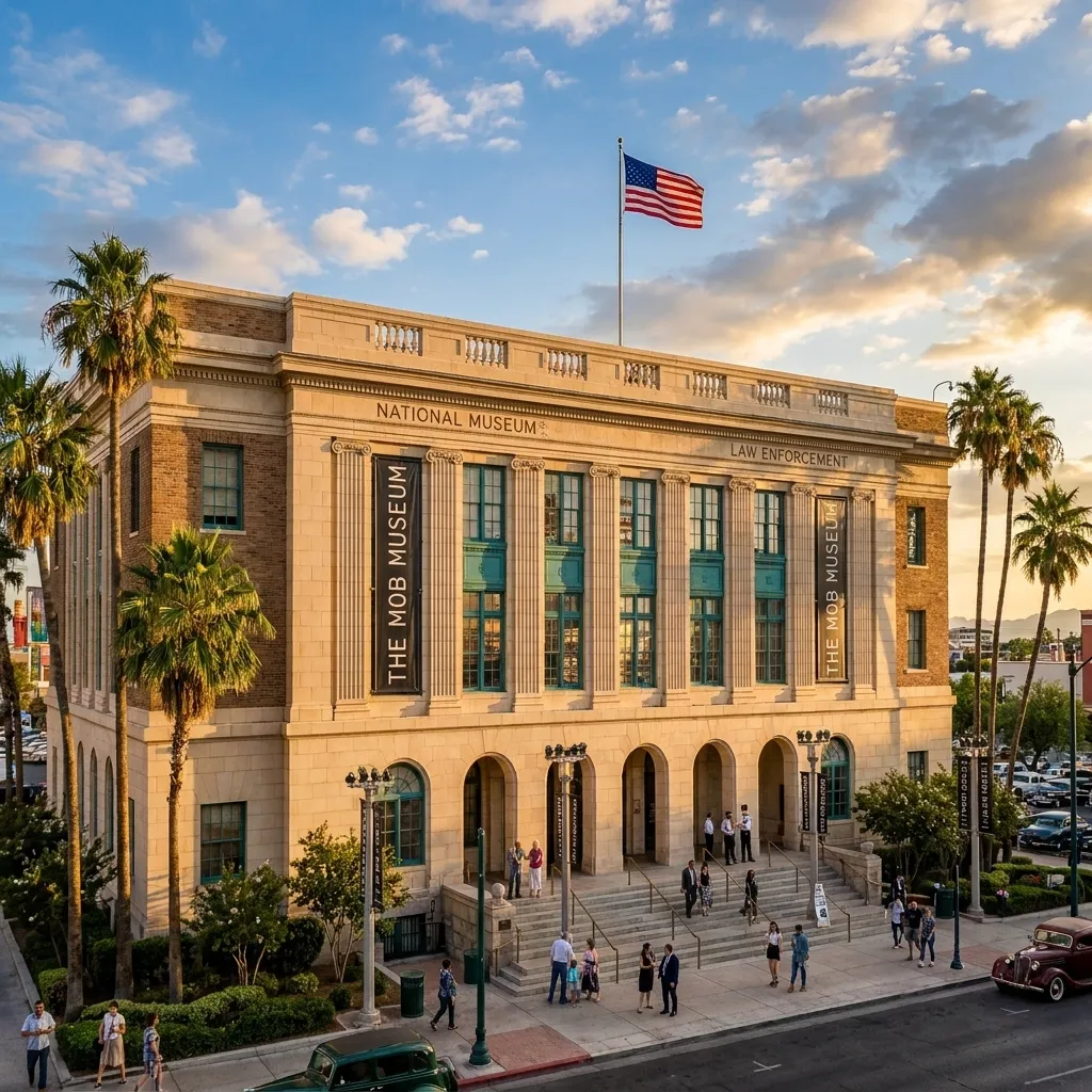 Exterior view of the historic Las Vegas courthouse building where the Duane Keefe D Davis trial regarding the death of Tupac Shakur is taking place.