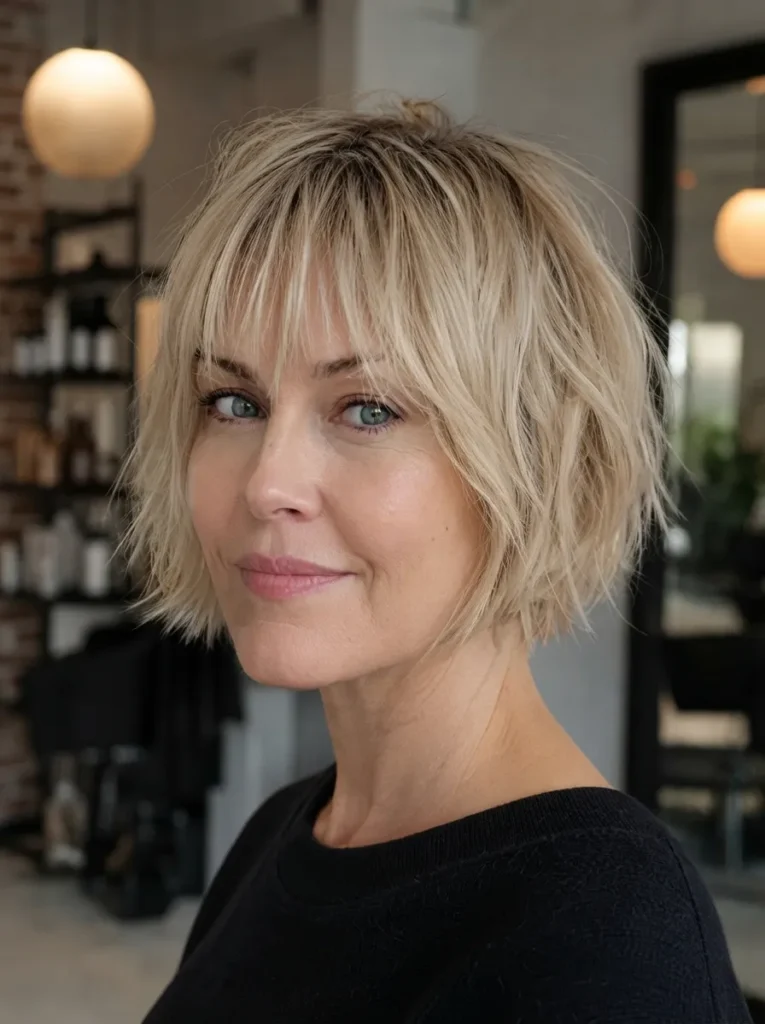 Fine hair blonde messy bob hairstyle